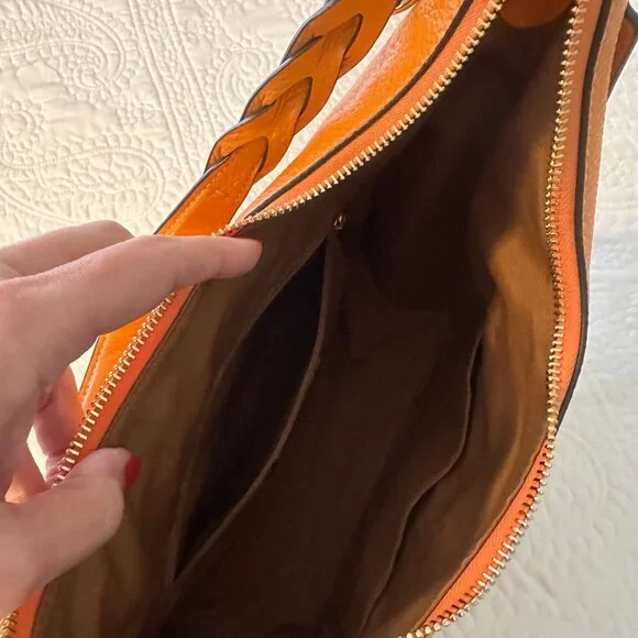 Coach Jules Hobo Bag Pebbled Leather - Orange - Picture 15 of 16